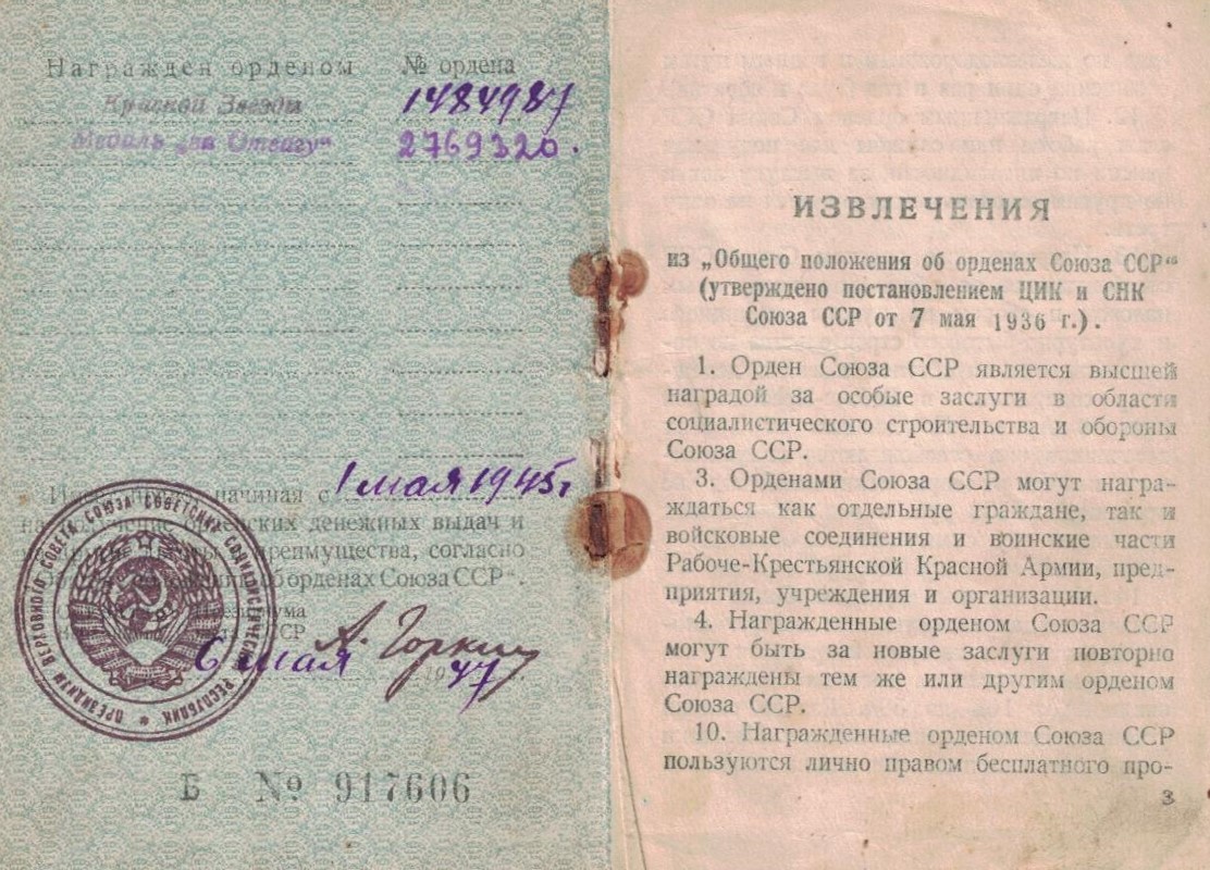 Орден Красной Звезды, медаль "За Отвагу"